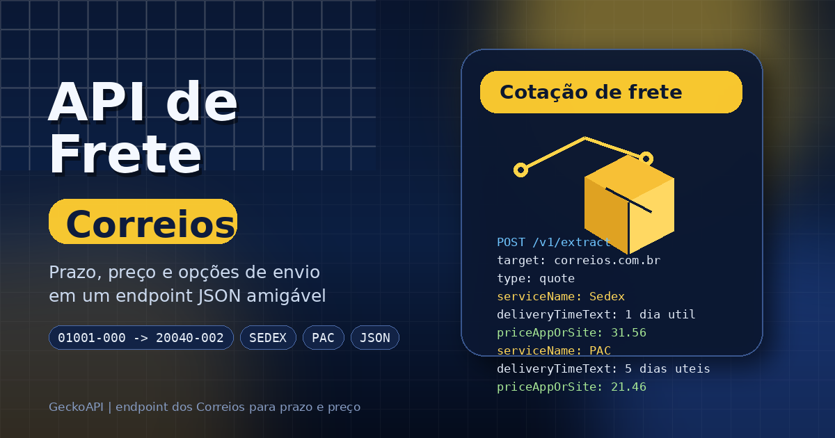 Como obter dados de frete via API com endpoint dos Correios