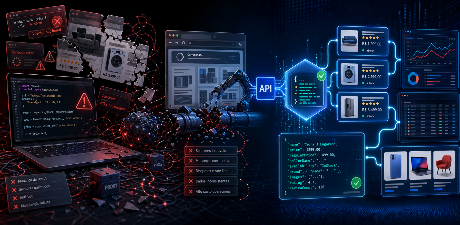 Como fazer scraping da Casas Bahia: tutorial, limites reais e a melhor alternativa
