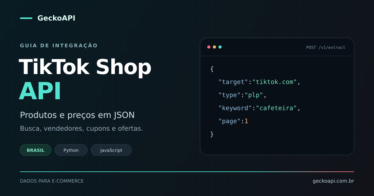 TikTok Shop API: extraia produtos e preços em JSON